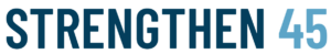 The image displays the word STRENGTHEN in dark blue, followed by the number 45 in a lighter blue color, on a light background.